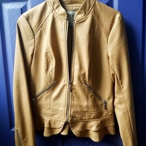 Guess Tan Leather Moto Jacket